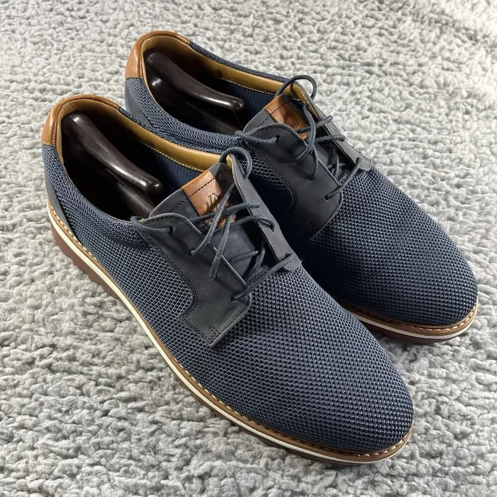 Johnston & Murphy Braydon Knit Plain Toe Shoes Men's 12M Navy Blue TRUFOAM